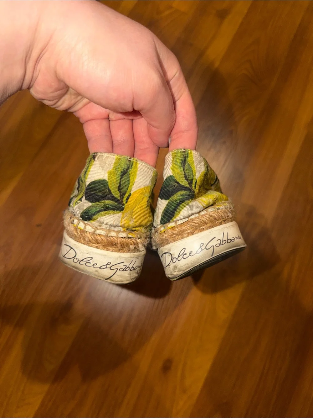 Dolce & Gabbana Yellow Lemon Print Canvas Espadrilles